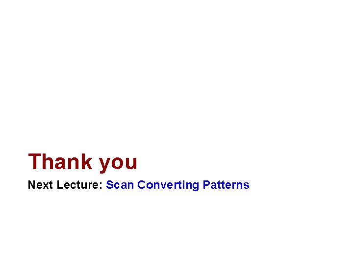 Thank you Next Lecture: Scan Converting Patterns 