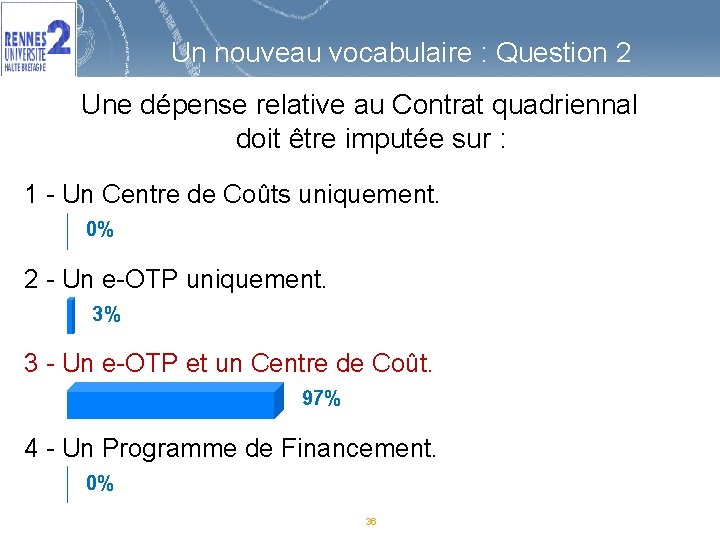 Un nouveau vocabulaire : Question 2 Une dépense relative au Contrat quadriennal doit être