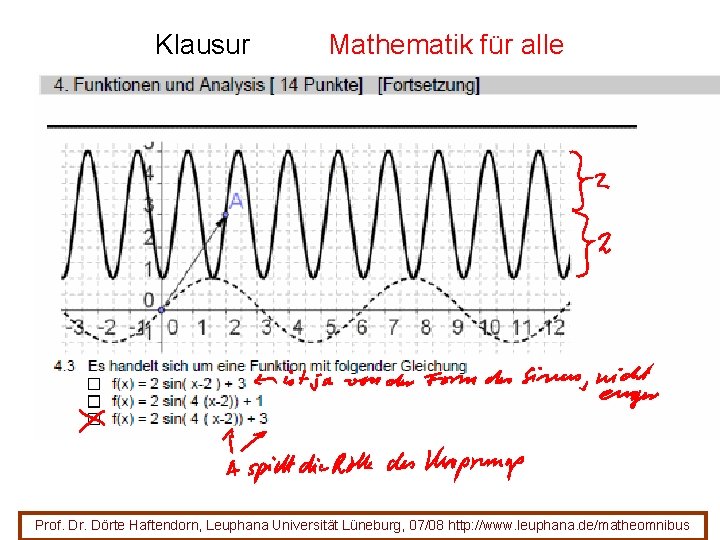 Klausur Mathematik für alle Prof. Dr. Dörte Haftendorn, Leuphana Universität Lüneburg, 07/08 http: //www. Klausur Mathematik für alle Prof. Dr. Dörte Haftendorn, Leuphana Universität Lüneburg, 07/08 http: //www.