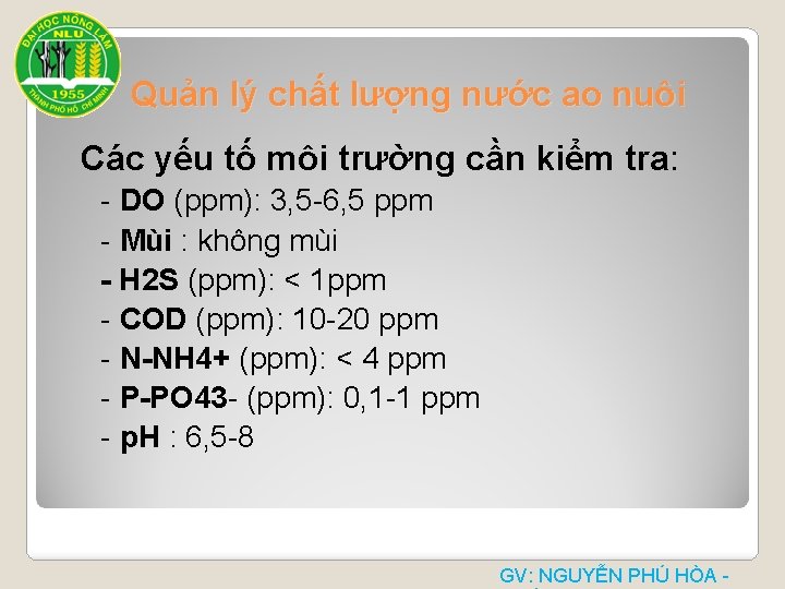 Quản lý chất lượng nước ao nuôi Các yếu tố môi trường cần kiểm