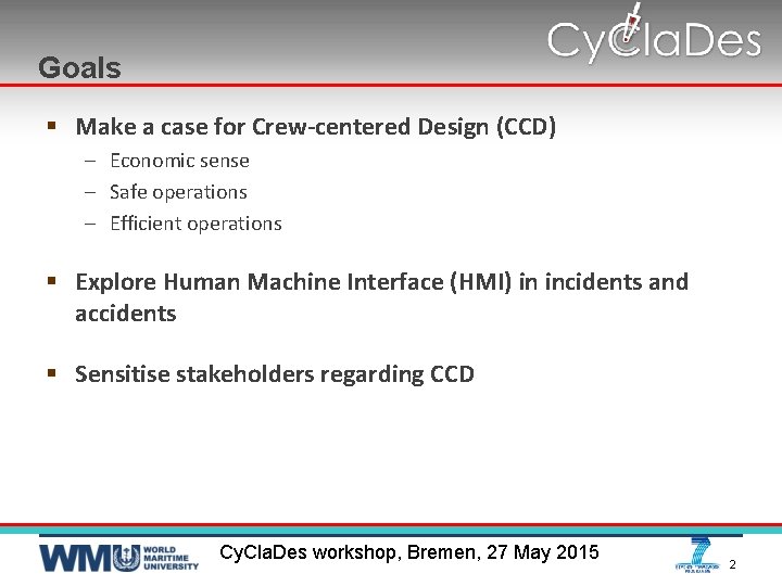 Goals § Make a case for Crew-centered Design (CCD) – Economic sense – Safe