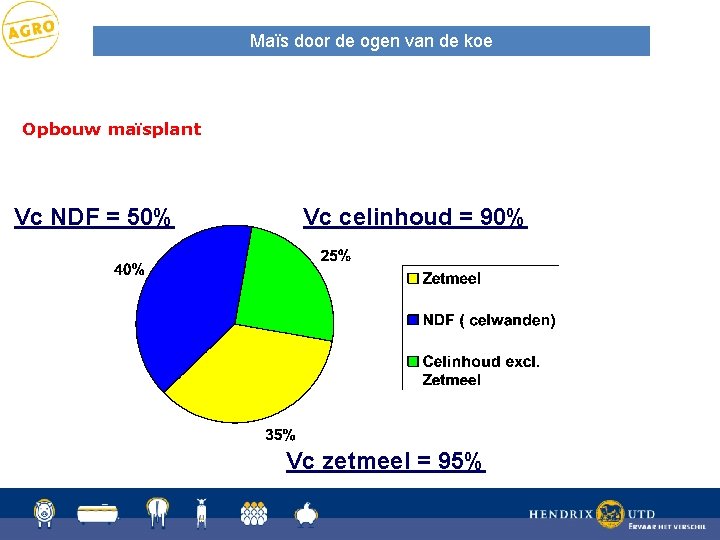 Maïs door de ogen van de koe Opbouw maïsplant Vc NDF = 50% Vc