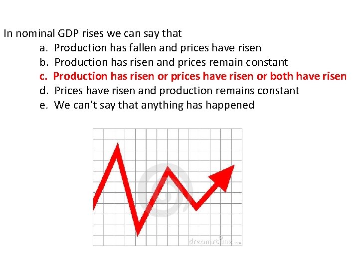 In nominal GDP rises we can say that a. Production has fallen and prices