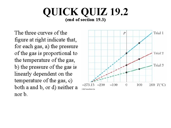 QUICK QUIZ 19. 2 (end of section 19. 3) The three curves of the