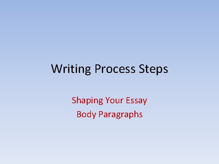 Writing Process Steps Shaping Your Essay Body Paragraphs 