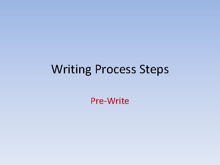 Writing Process Steps Pre-Write 