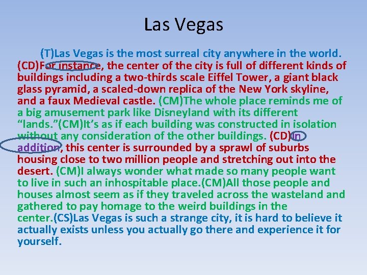 Las Vegas (T)Las Vegas is the most surreal city anywhere in the world. (CD)For