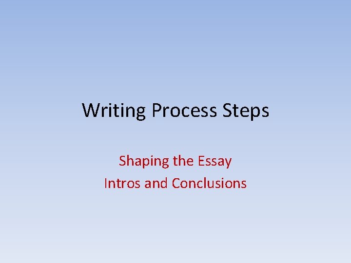 Writing Process Steps Shaping the Essay Intros and Conclusions 