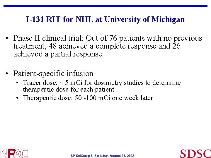 I-131 RIT for NHL at University of Michigan • Phase II clinical trial: Out I-131 RIT for NHL at University of Michigan • Phase II clinical trial: Out
