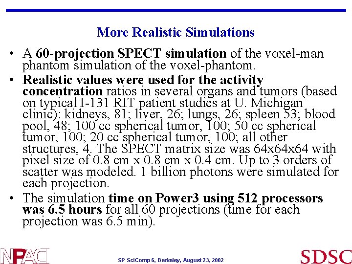 More Realistic Simulations • A 60 -projection SPECT simulation of the voxel-man phantom simulation More Realistic Simulations • A 60 -projection SPECT simulation of the voxel-man phantom simulation