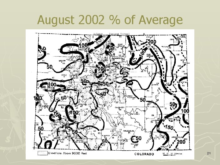 August 2002 % of Average 21 