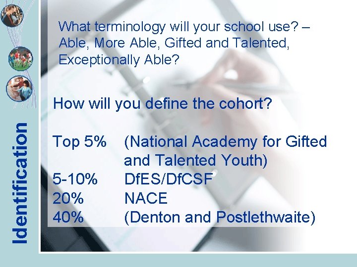 What terminology will your school use? – Able, More Able, Gifted and Talented, Exceptionally