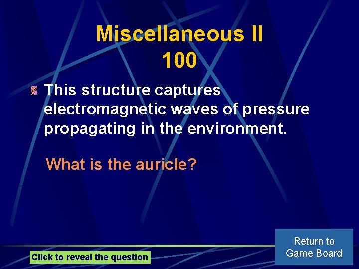 Miscellaneous II 100 This structure captures electromagnetic waves of pressure propagating in the environment.