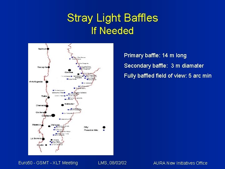 Stray Light Baffles If Needed Primary baffle: 14 m long Secondary baffle: 3 m