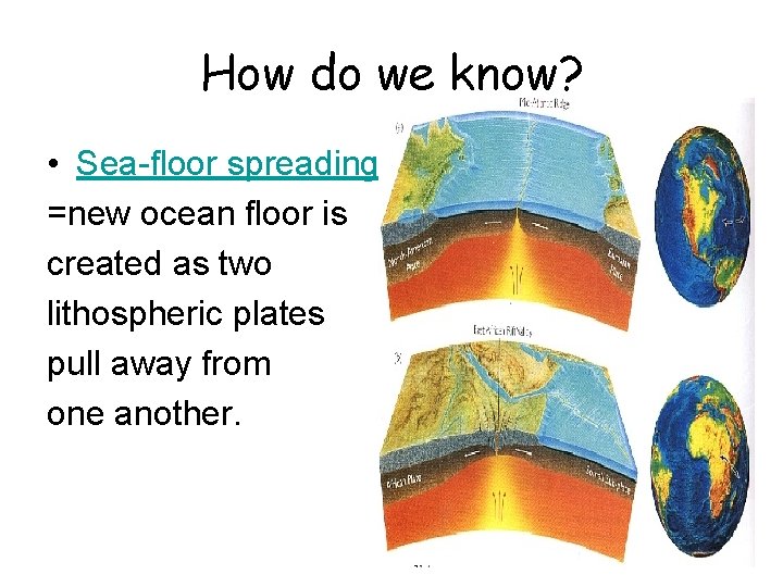 How do we know? • Sea-floor spreading =new ocean floor is created as two
