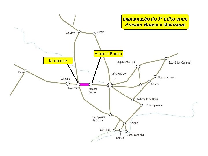 Implantação do 3º trilho entre Amador Bueno e Mairinque Amador Bueno Mairinque 
