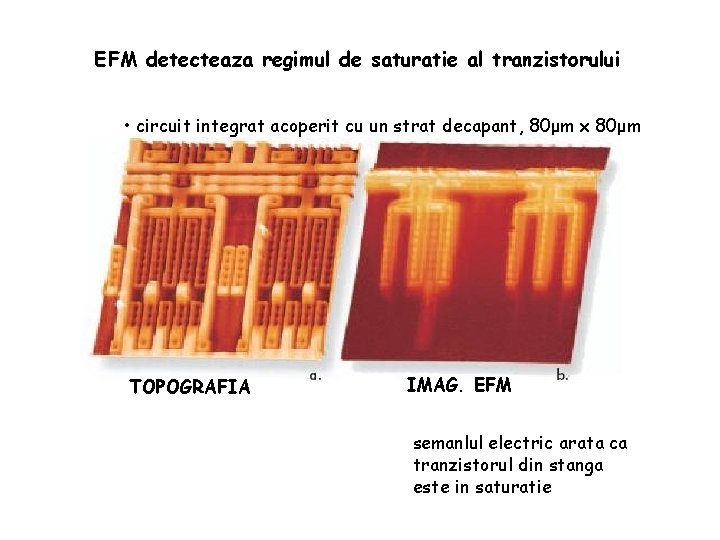 EFM detecteaza regimul de saturatie al tranzistorului • circuit integrat acoperit cu un strat