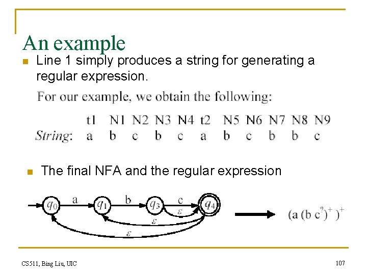 An example n n Line 1 simply produces a string for generating a regular