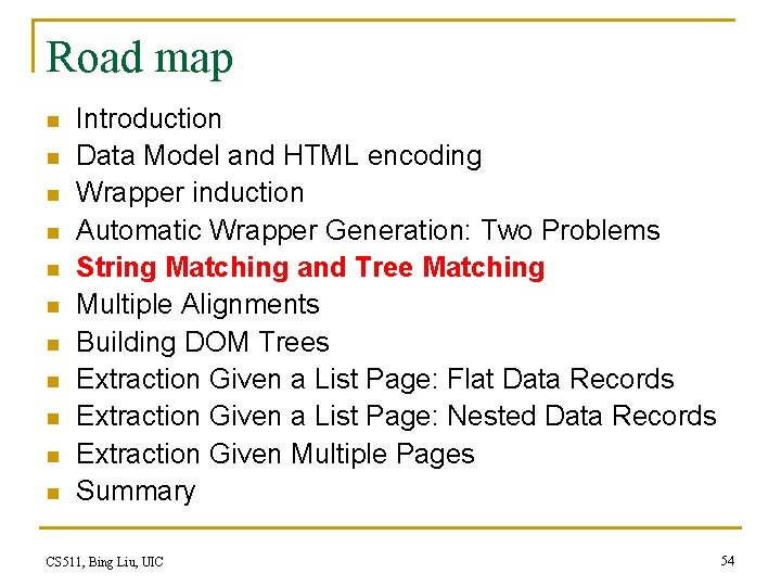 Road map n n n Introduction Data Model and HTML encoding Wrapper induction Automatic