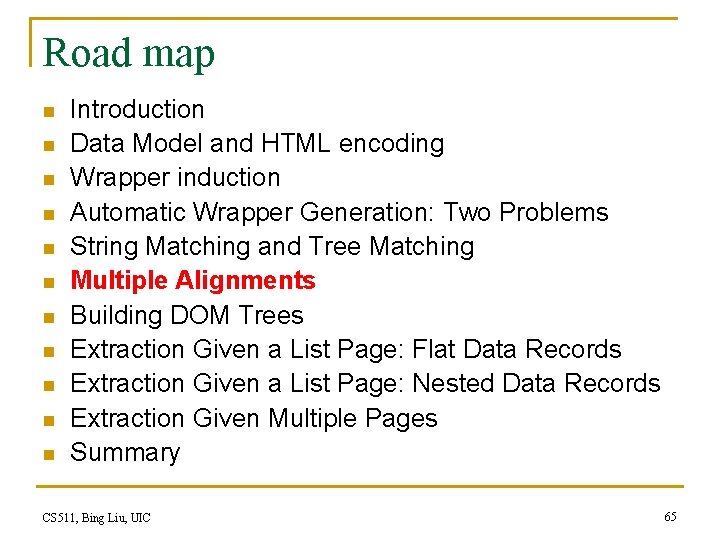 Road map n n n Introduction Data Model and HTML encoding Wrapper induction Automatic