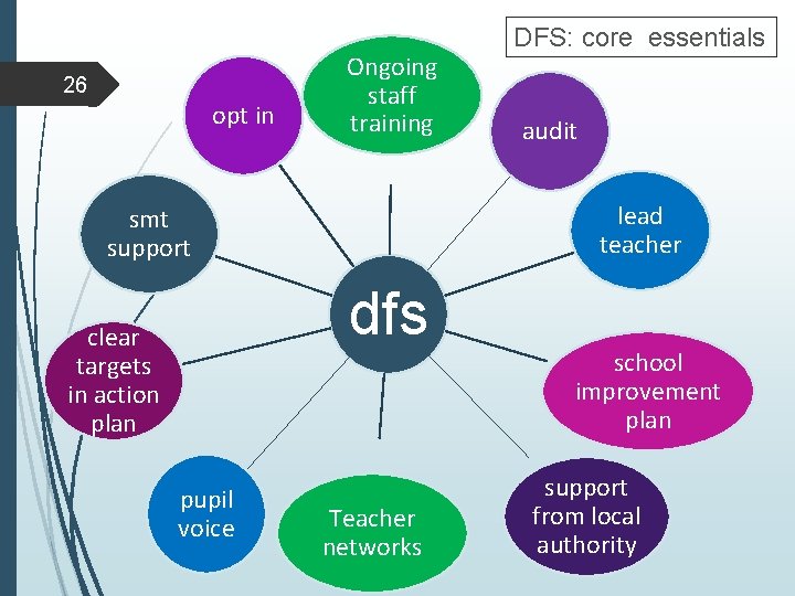 26 opt in Ongoing staff training dfs pupil voice audit lead teacher smt support