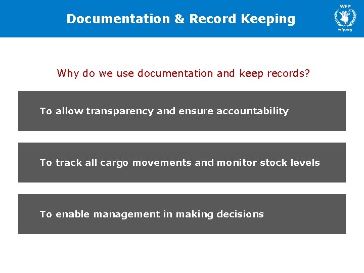 Documentation & Record Keeping Why do we use documentation and keep records? To allow
