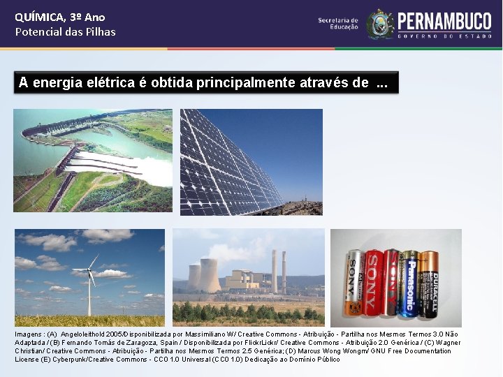 QUÍMICA, 3º Ano Potencial das Pilhas A energia elétrica é obtida principalmente através de.
