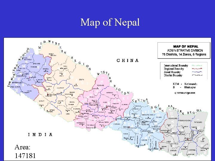 Map of Nepal Area: 147181 