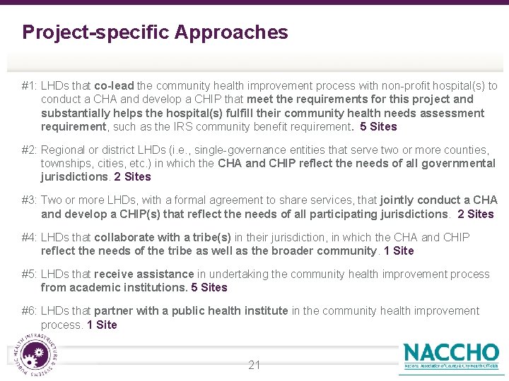 Project-specific Approaches #1: LHDs that co-lead the community health improvement process with non-profit hospital(s)