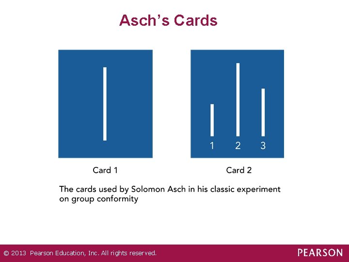 Asch’s Cards © 2013 Pearson Education, Inc. All rights reserved. 