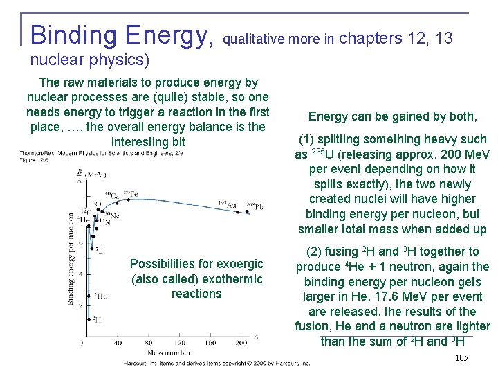 Binding Energy, qualitative more in chapters 12, 13 nuclear physics) The raw materials to