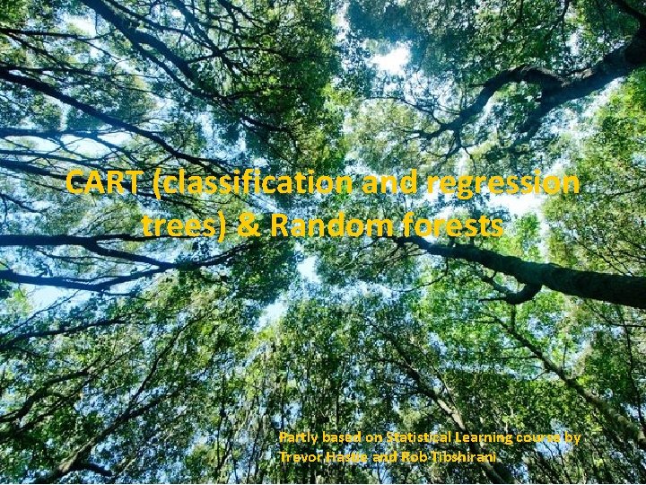 CART (classification and regression trees) & Random forests Partly based on Statistical Learning course