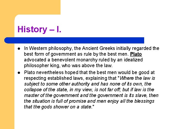 Rule of law and guarantees of legality Rule