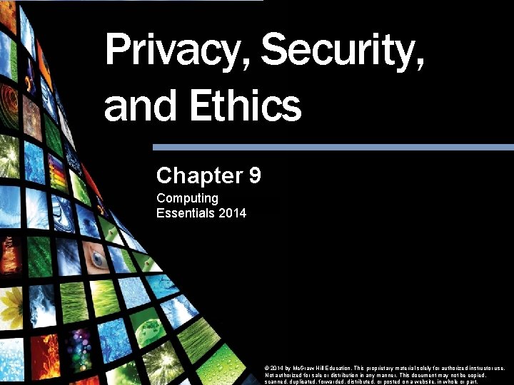 Privacy, Security, and Ethics Chapter 9 Computing Essentials 2014 Privacy, Security and Ethics Computing