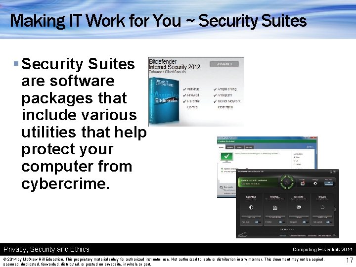 Making IT Work for You ~ Security Suites § Security Suites are software packages