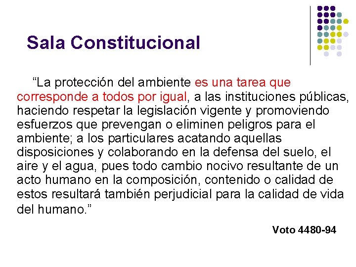 Sala Constitucional “La protección del ambiente es una tarea que corresponde a todos por