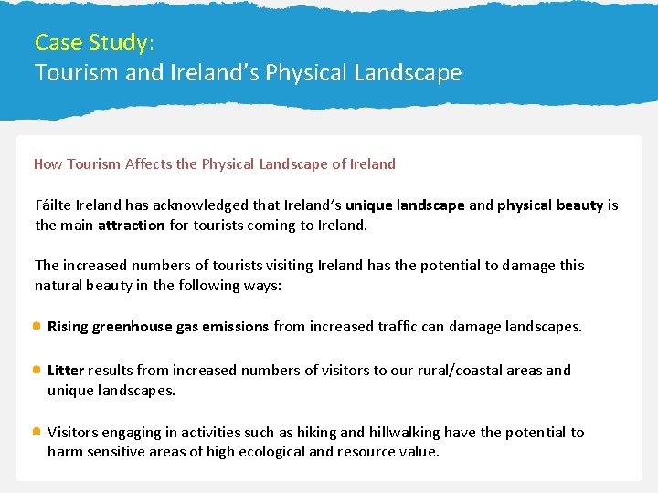 Tertiary Economic Activities 26 13. 2 Forecasting the Weather Case Study: Tourism and Ireland’s