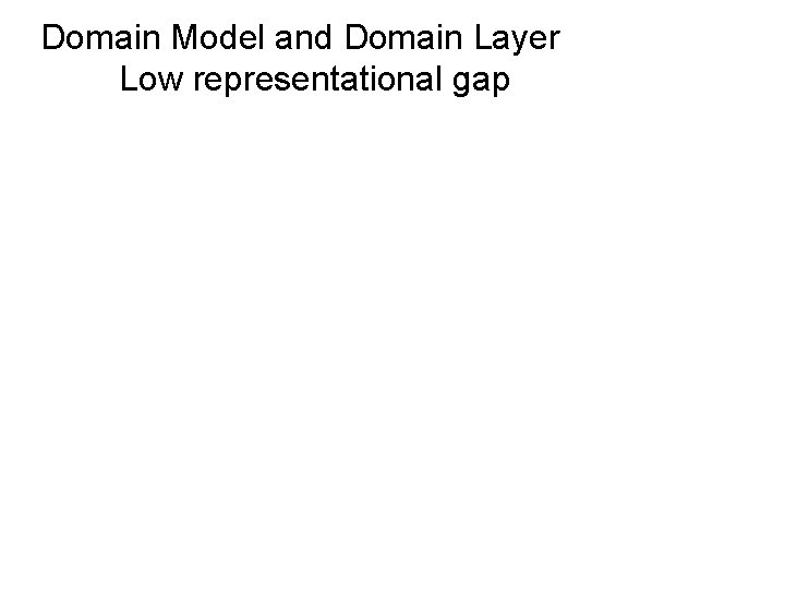 Domain Model and Domain Layer Low representational gap 