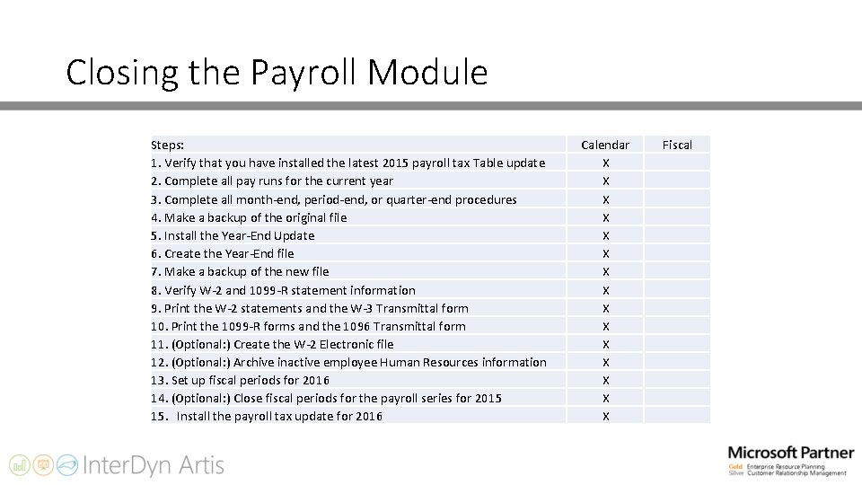 Year End Process Overview for Microsoft Dynamics GP