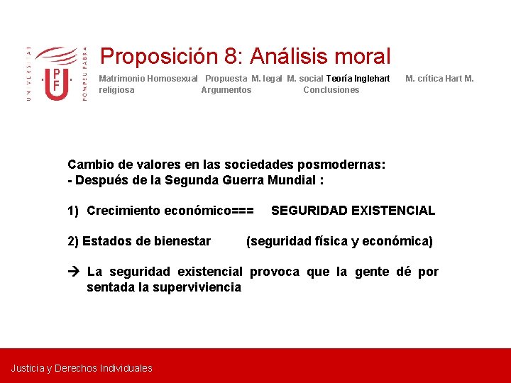 Proposición 8: Análisis moral Matrimonio Homosexual Propuesta M. legal M. social Teoría Inglehart religiosa