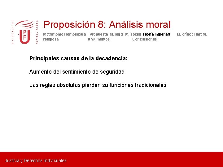 Proposición 8: Análisis moral Matrimonio Homosexual Propuesta M. legal M. social Teoría Inglehart religiosa