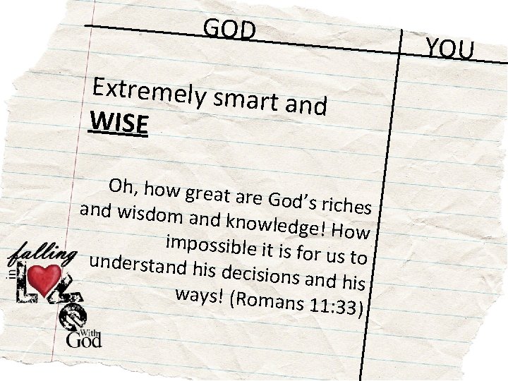 GOD Extremely sma rt and WISE Oh, how great are God’s rich es and