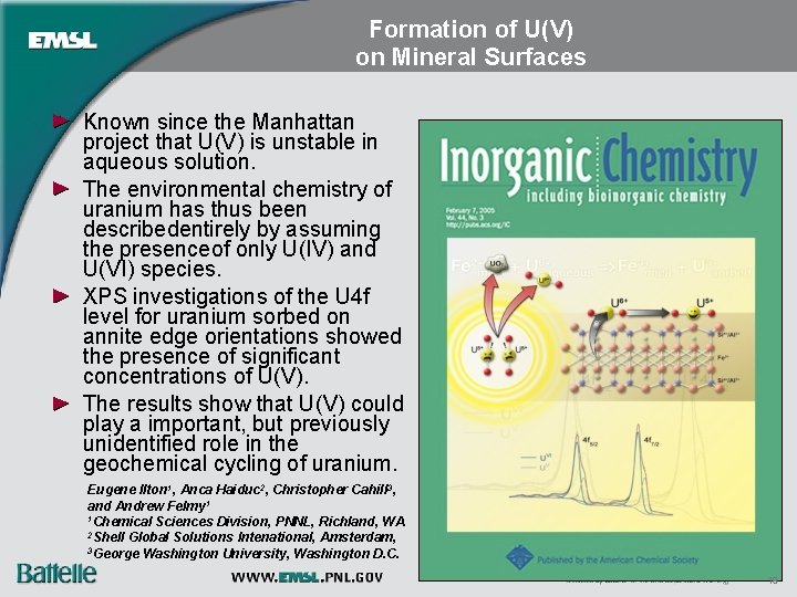 Formation of U(V) on Mineral Surfaces Known since the Manhattan project that U(V) is