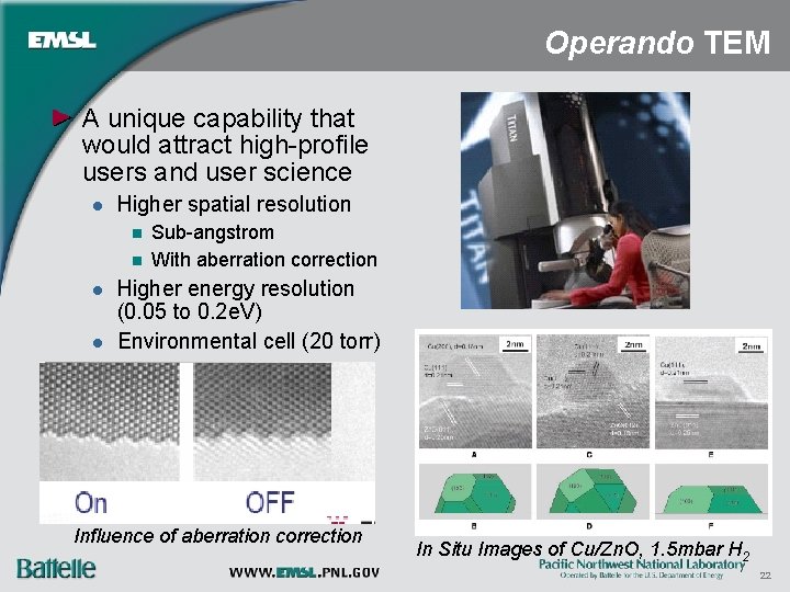 Operando TEM A unique capability that would attract high-profile users and user science l