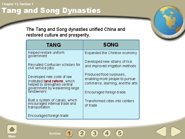 Chapter 13, Section 1 Tang and Song Dynasties The Tang and Song dynasties unified