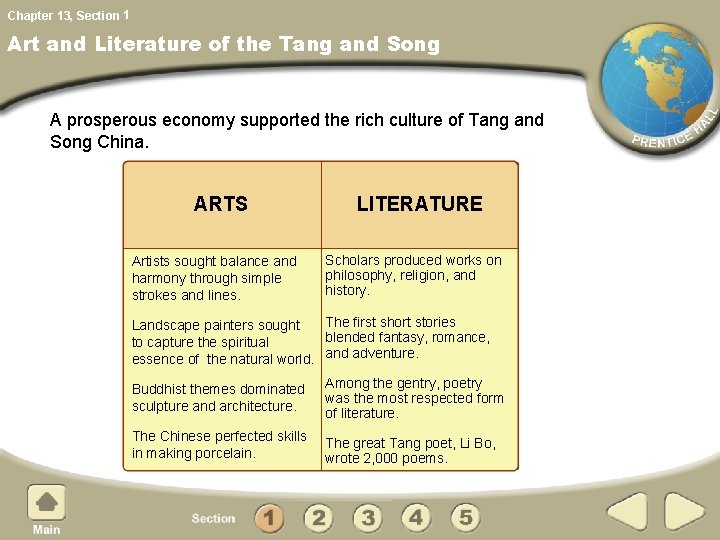 Chapter 13, Section 1 Art and Literature of the Tang and Song A prosperous