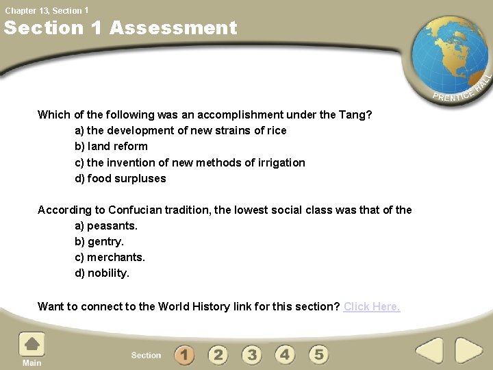 Chapter 13, Section 1 Assessment Which of the following was an accomplishment under the