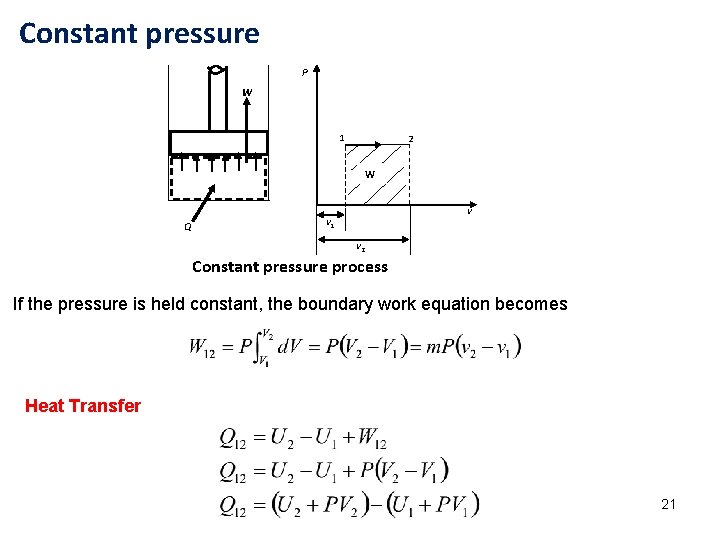 Constant pressure P W 1 2 W Q v v 1 v 2 Constant