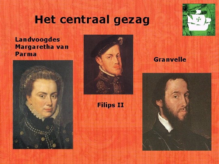 Het centraal gezag Landvoogdes Margaretha van Parma Granvelle Filips II 