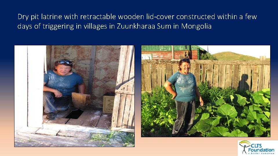 Dry pit latrine with retractable wooden lid-cover constructed within a few days of triggering